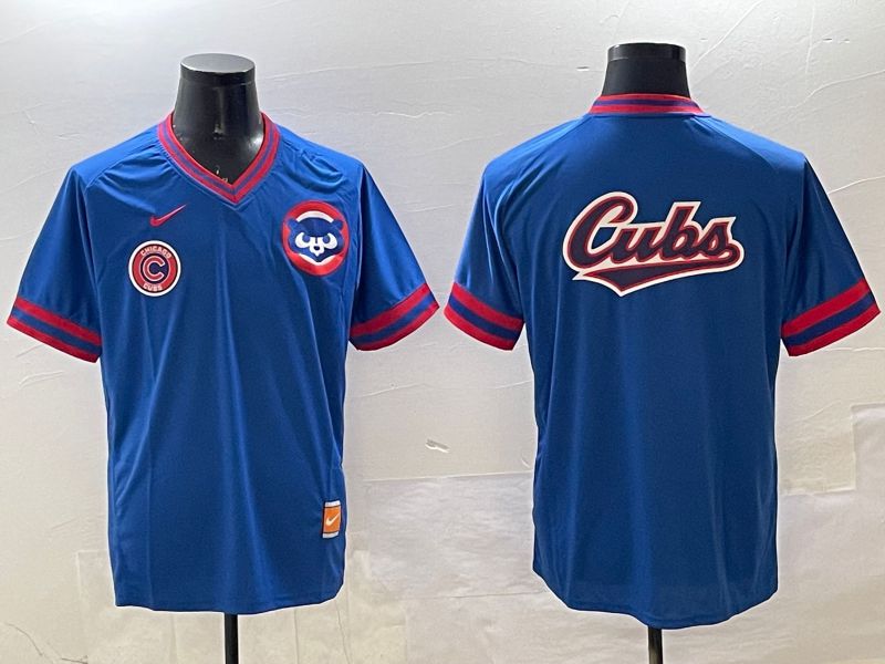 Men Chicago Cubs Blank Blue Throwback Game 2025 Nike MLB Jersey style 7